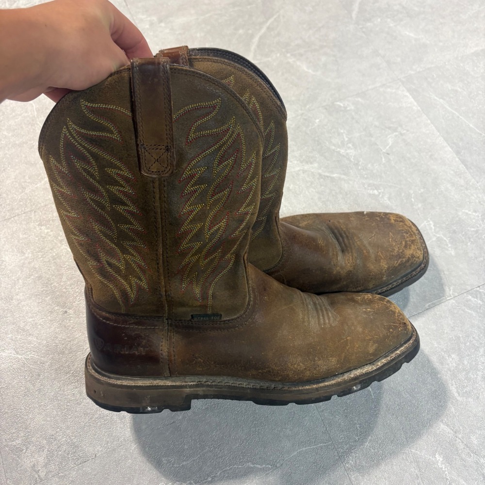 Ariat Work Sierra Steel Toe Brown Leather Western Boots 10021108 Mens 9.5 D
